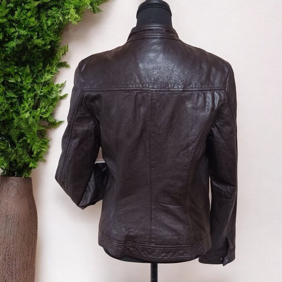 Vintage Danier Soft Dark Brown Women's Moto Style Biker Leather Jacket Size M - Picture 2 of 15